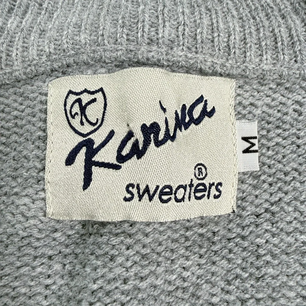 VTG Karina Sweaters Cardigan Mens M Gray V-Neck Long Sleeve CozyCore Preppy‎